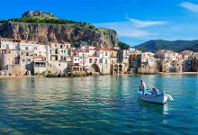 Fisherman off the coast to Italy